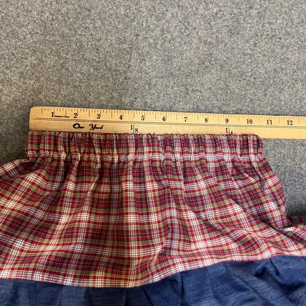 Girls Midi Mom and Pop's Kids Patchwork Skirt 6/7 Red Plaid Denim Lace Western